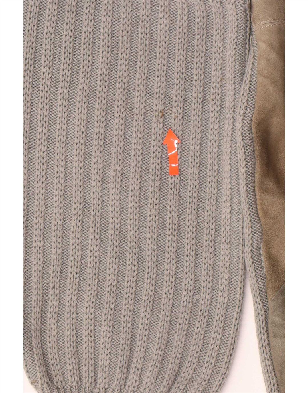 Vintage herre rund hals sweater stor grå colourblock uld