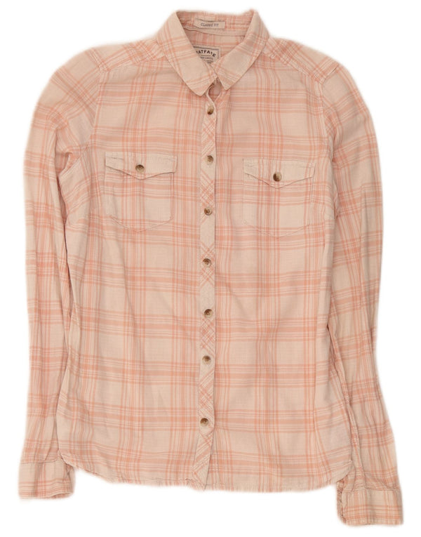 Fat Face Womens Classic Fit Shirt UK 10 Small Pink Plaid Cotton