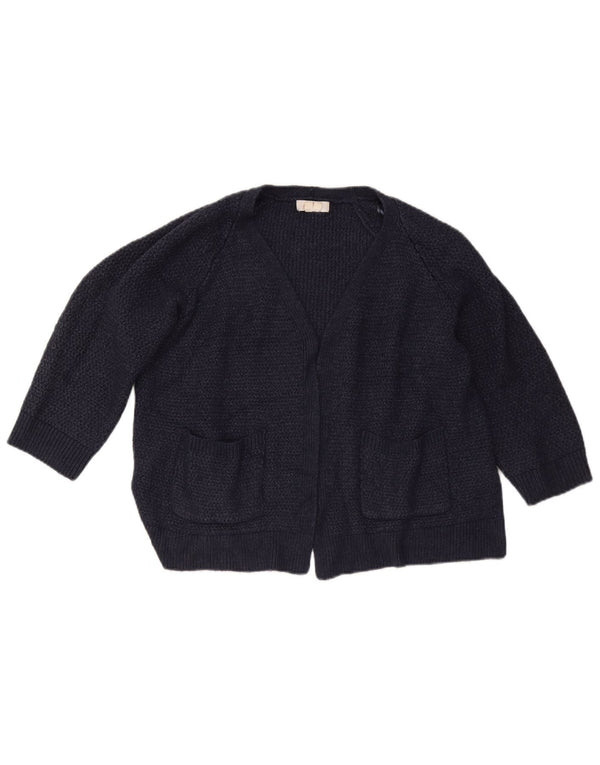 Fat Face Womens Crop 3/4 ærmet åben cardigan sweater UK 16 Large Navy Blue
