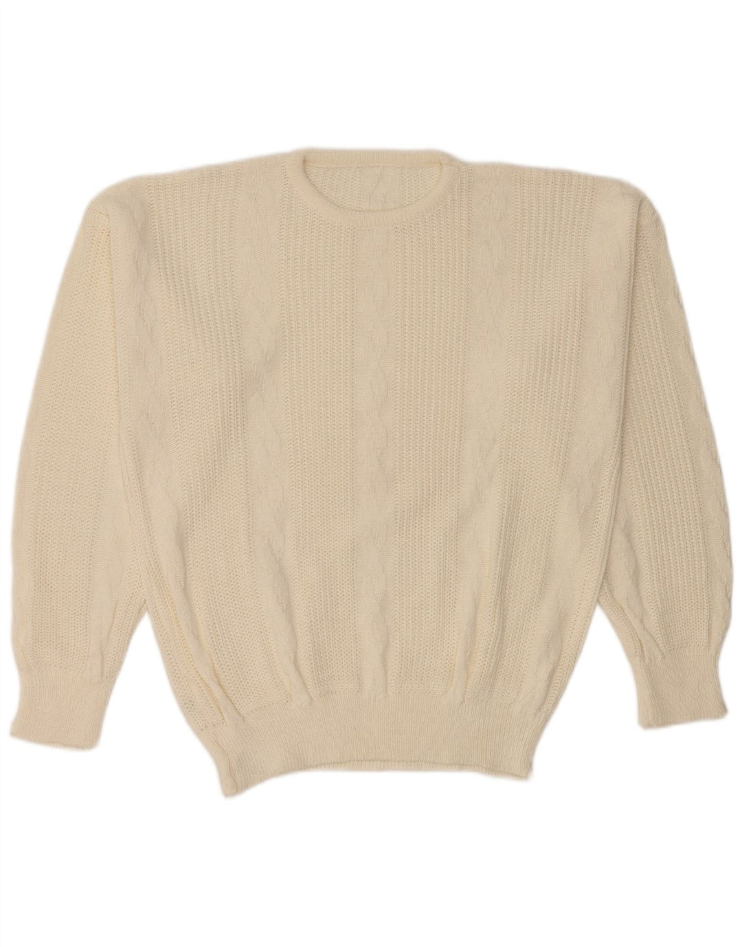 VINTAGE Herre Crew Neck sweater IT 52 Stor hvid akryl