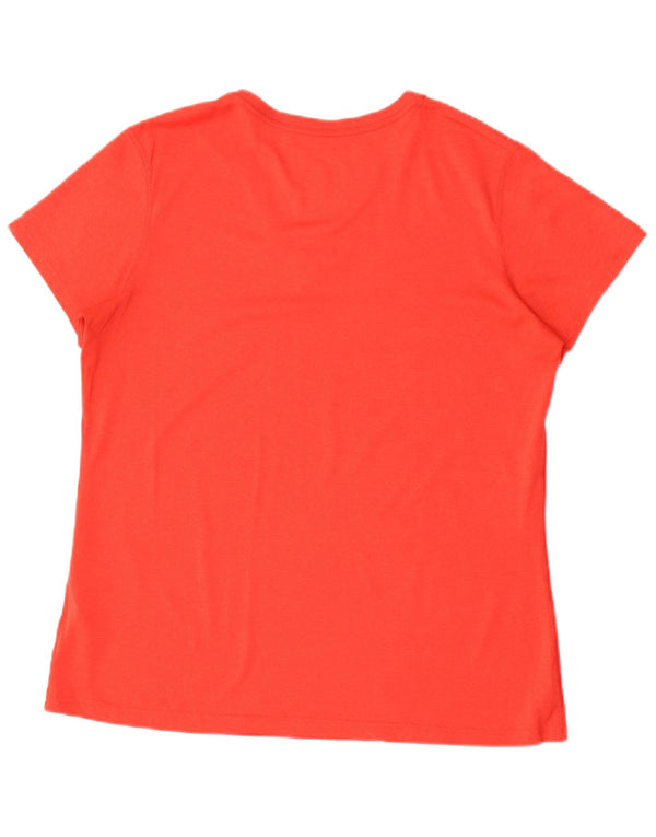 Nike Dame Dri Fit Regular Fit T-Shirt Top UK 18 XL Orange Polyester