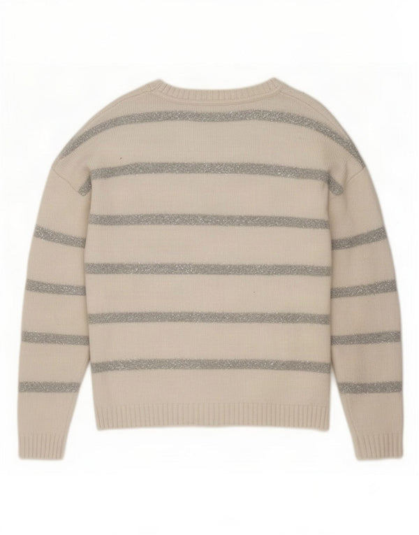 Marks & Spencer Dame sweater med rund hals DK 14 Medium Beige Stribet