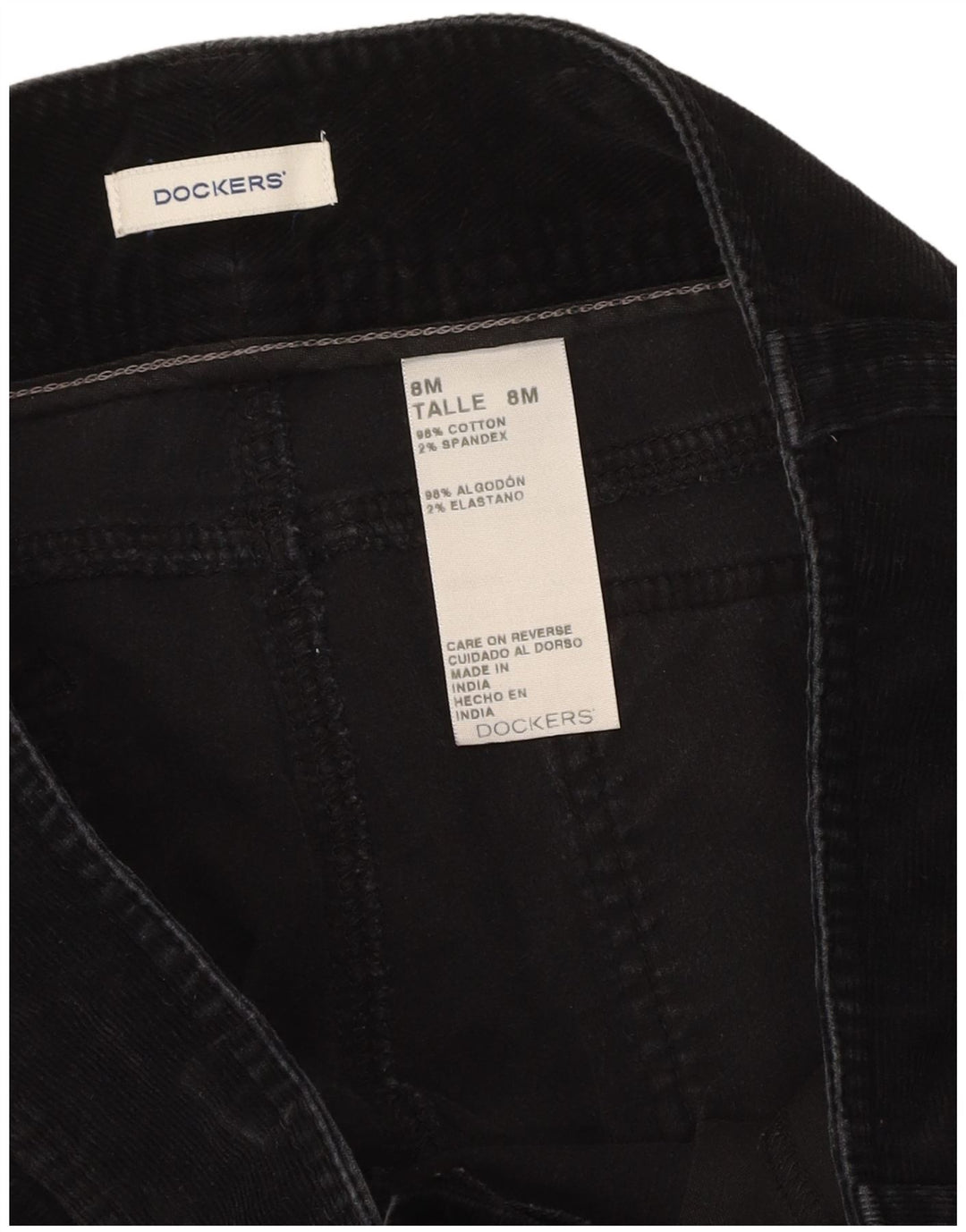 DOCKERS Womens Bootcut Corduroy Trousers US 8 Medium W34 L30 Black Cotton