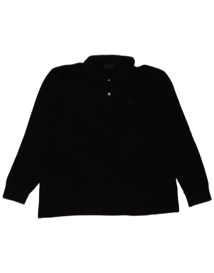 Sergio Tacchini Langærmet herre poloshirt IT 50 Medium Sort Bomuld