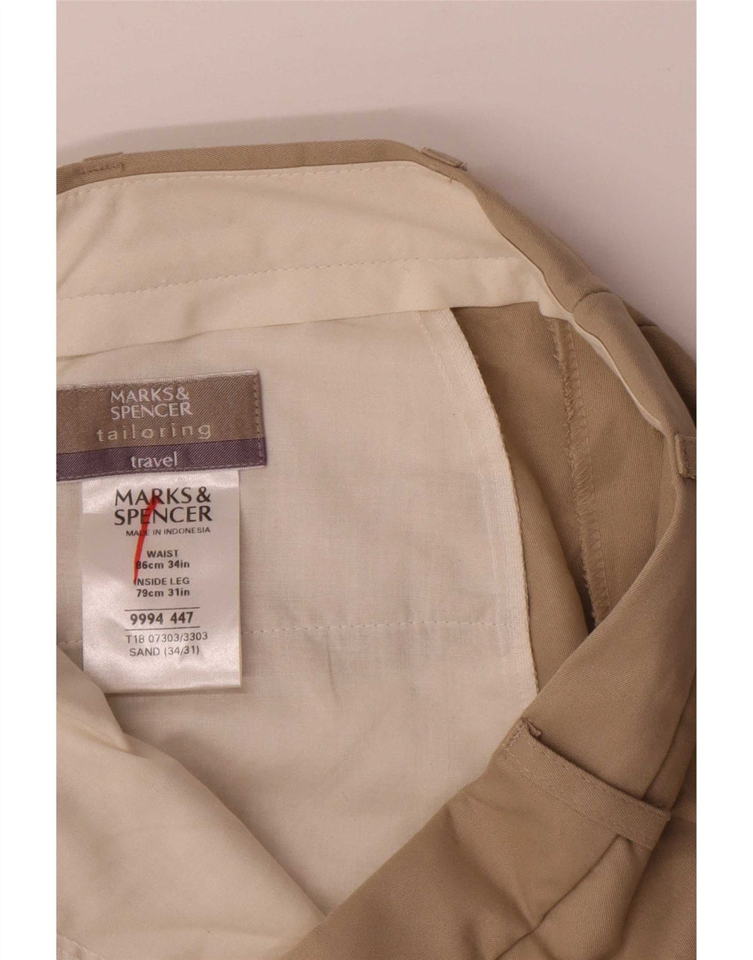 Marks & Spencer Straight Chino Bukser til mænd W34 L31 Beige Polyester