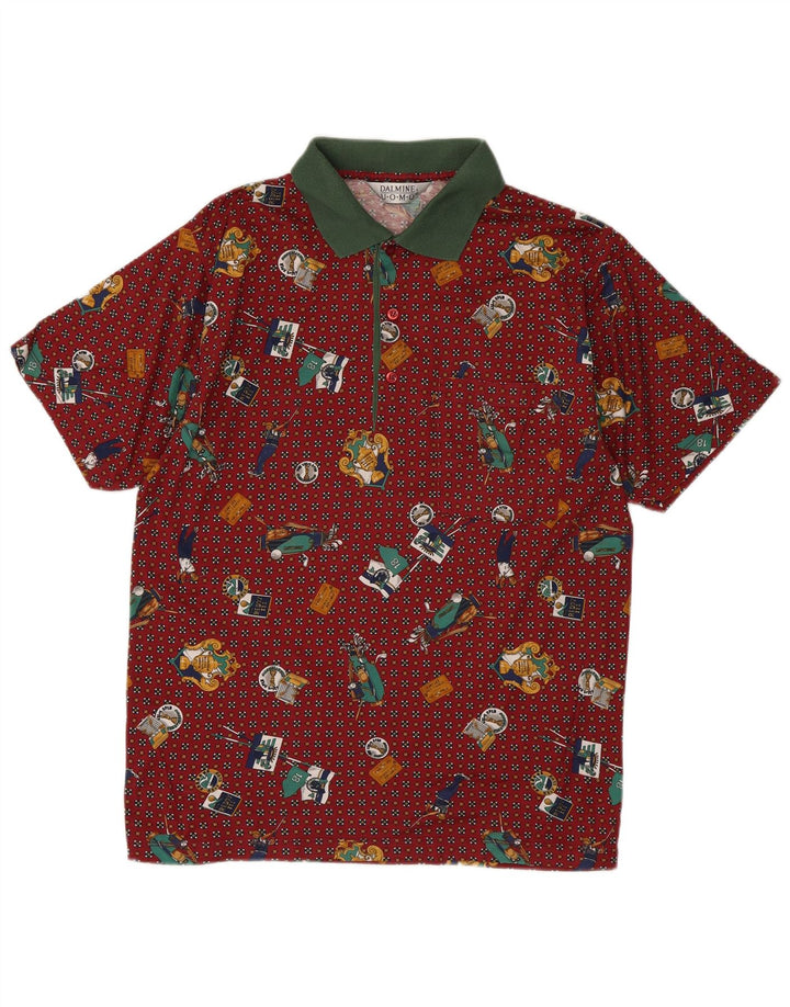 DALMINE Herre abstrakt mønster poloshirt IT 48 Medium rødbrun plettet