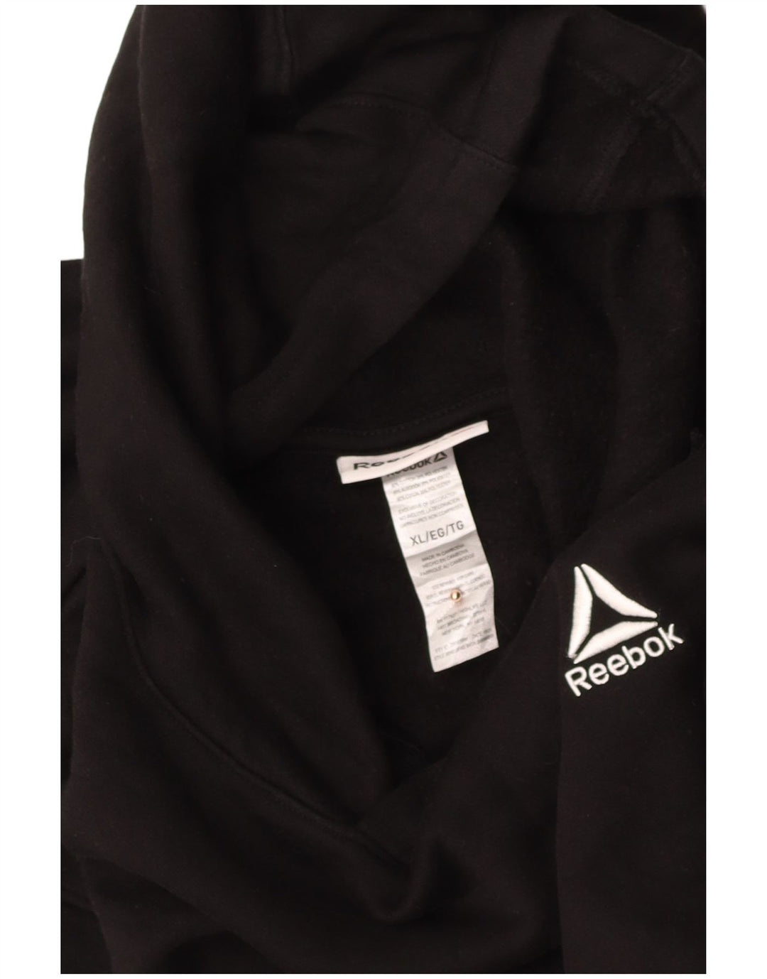 REEBOK Mens Hoodie Jumper XL Black Cotton