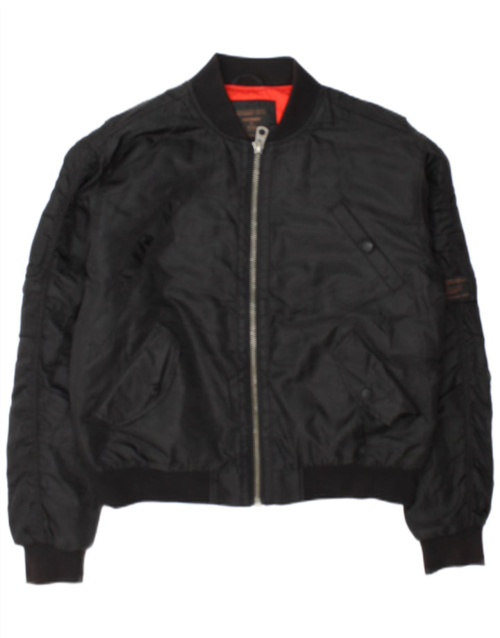 Superdry Womens Bomber Jacket UK 12 Medium Black Polyester