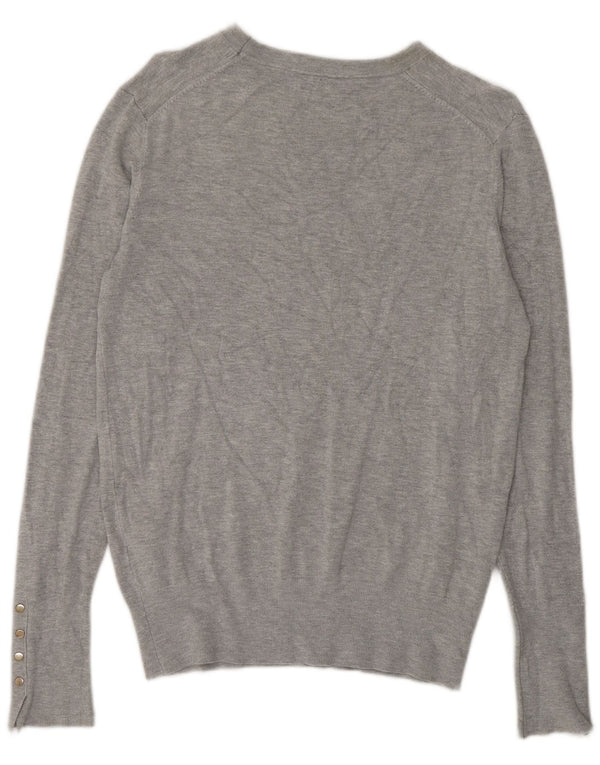 Zara Dame Boat Neck Jumper Sweater UK 14 Large Grey Flecked Viscose