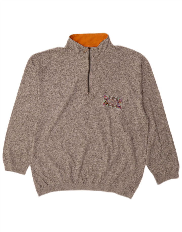 Active Sweatshirt med lynlås til mænd mellem grå bomuld