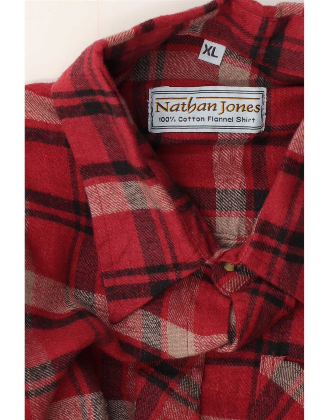 Nathan Jones Herre Flanellskjorte XL Rød Ternet Bomuld