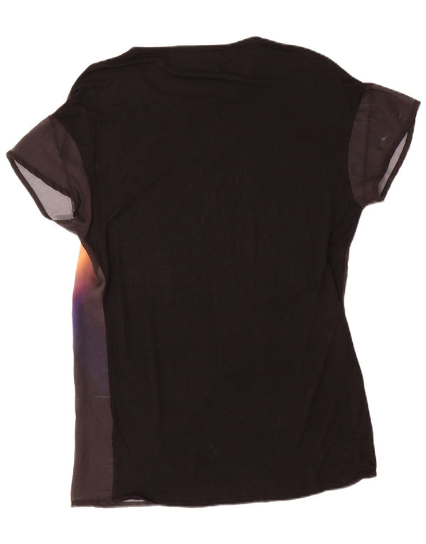 Zara Kvinders Oversized Grafisk T-Shirt Top UK 10 Small Black Tie Dye