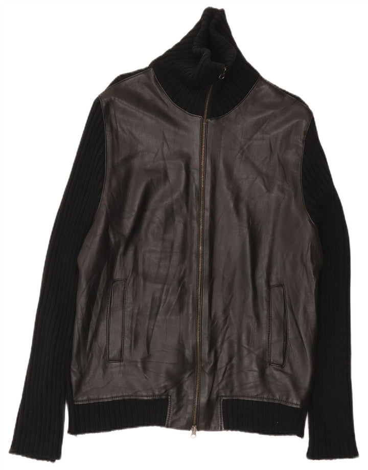 Zara Herre Cardigan Sweater Stor Sort Bomuld