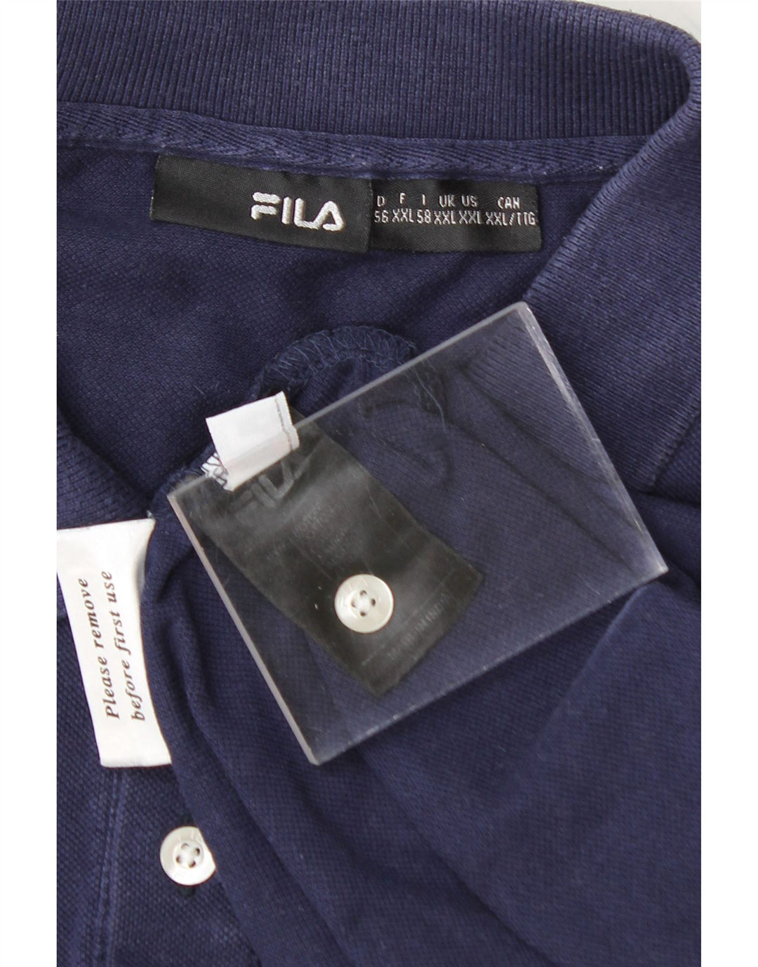 FILA Mens Polo Shirt 2XL Navy Blue Cotton Vintage Fila and Second-Hand Fila from Messina Hembry 