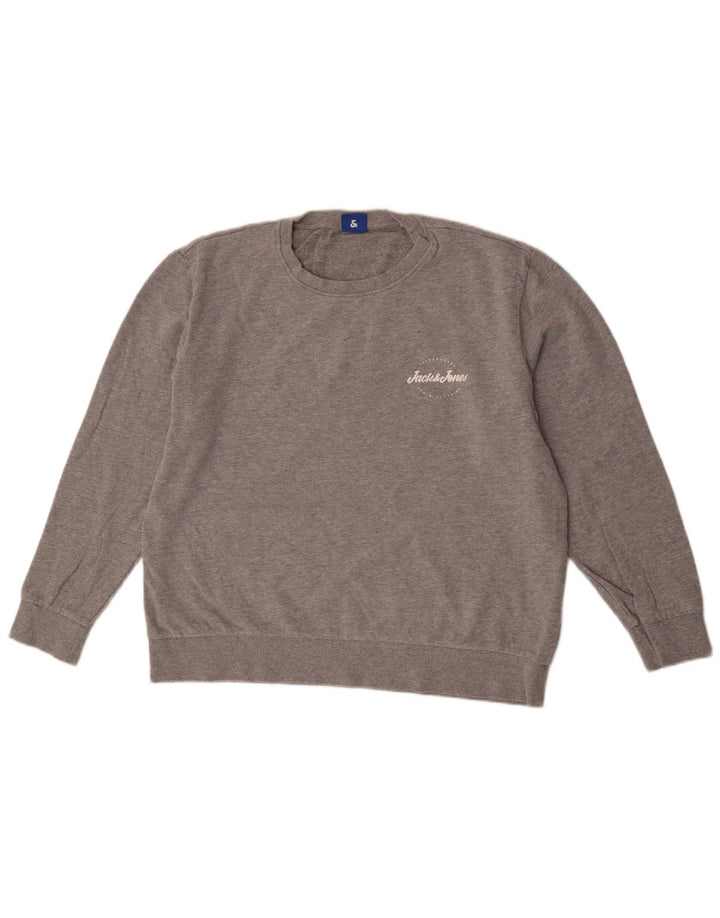 Jack & Jones Sweatshirt til mænd XL Grå Flecked Bomuld