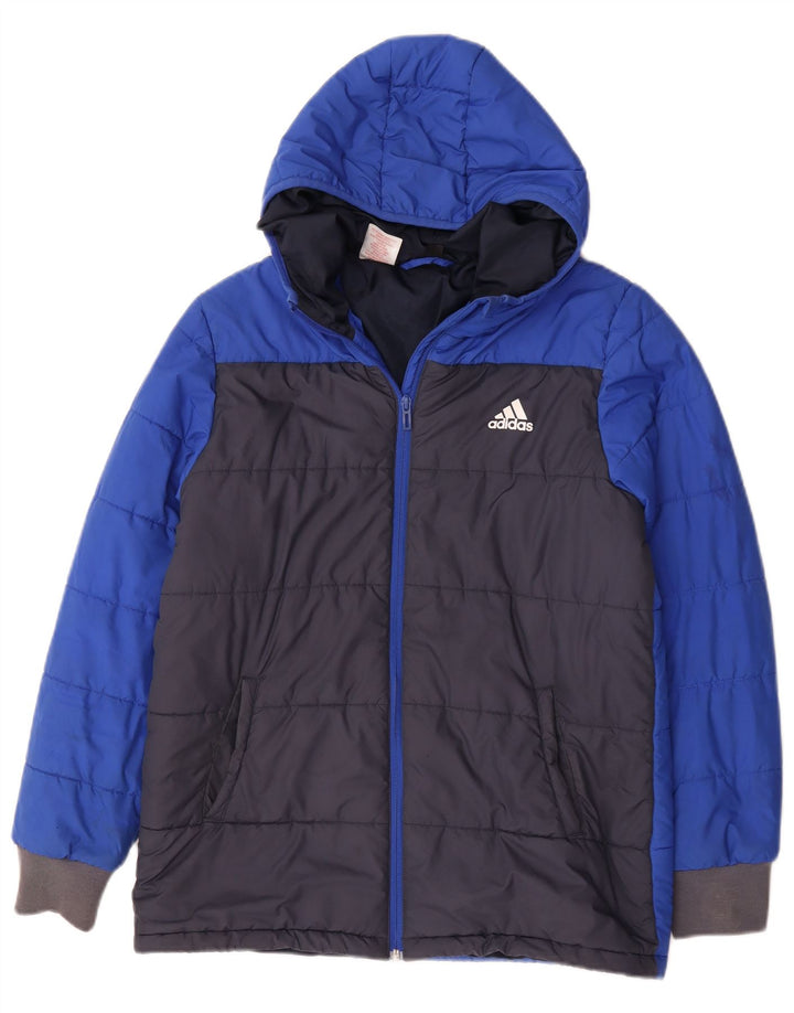 Adidas hættejakke til drenge 13-14 år Blå Colourblock Polyester