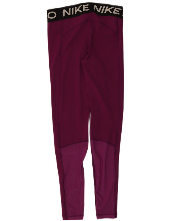 Nike Dame Dri Fit Grafiske Leggings UK 8 Small Purple Colourblock