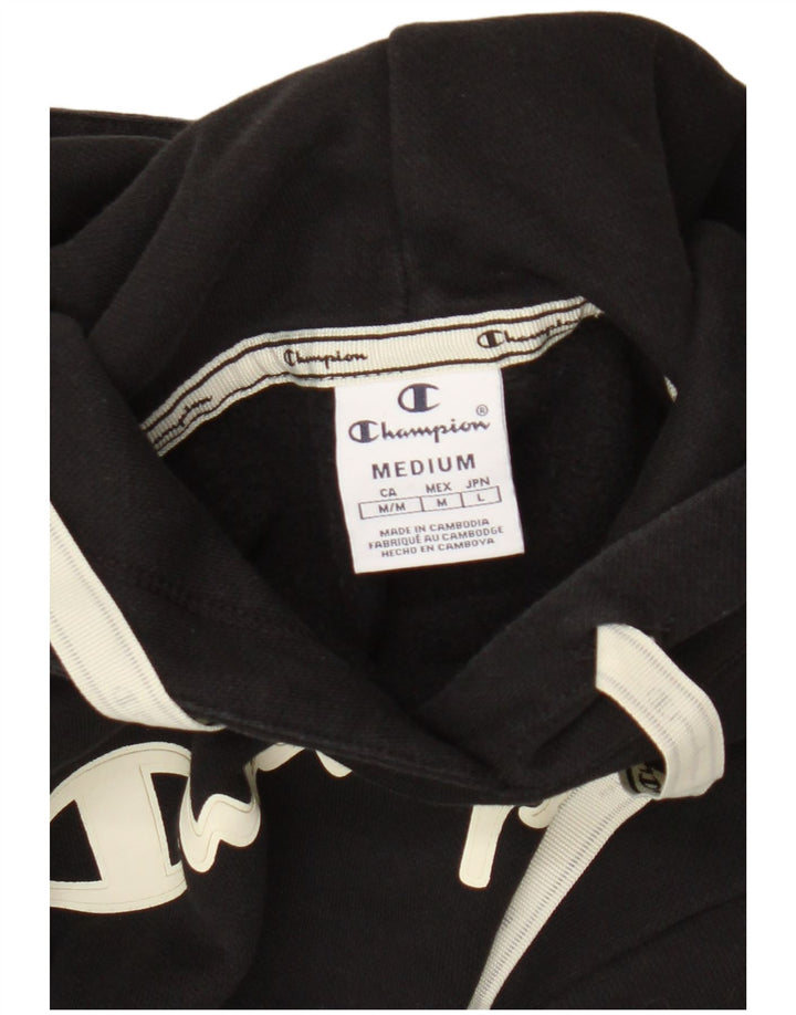 Champion Dame Grafisk Hoodie Jumper UK 14 Medium Sort