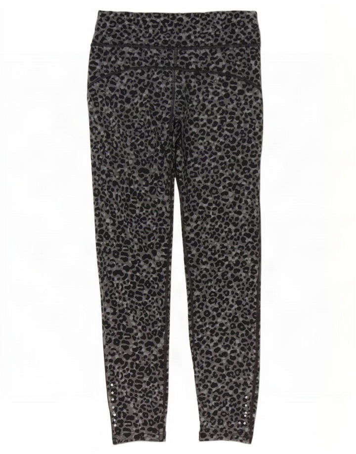 Nike Dame Dri Fit Leggings UK 8 Small Grey Animal Print Polyester