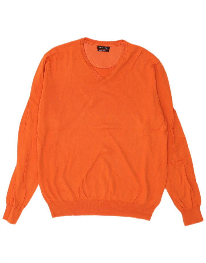 Massimo Dutti Herre V-hals sweater Stor Orange Bomuld