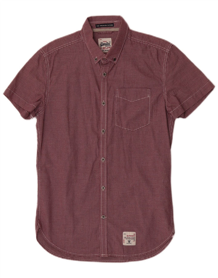 Superdry Kortærmet Herreskjorte Lille Burgundy Gingham Cotton