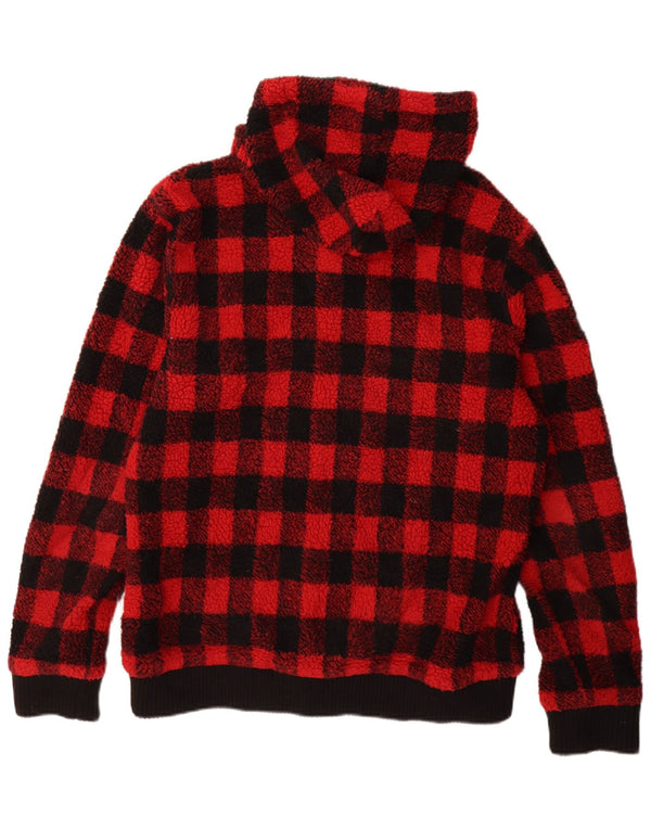 Superdry Fleecejakke med hætte til mænd UK 44 2XL Rød Gingham Polyester