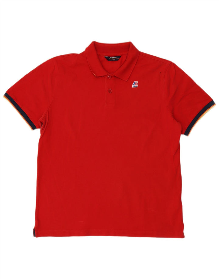 K-Way Herre poloshirt Stor rød Colourblock Bomuld