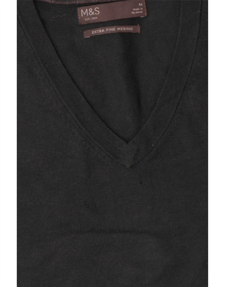 Marks & Spencer Herre V-hals sweater Medium Grøn Merinould