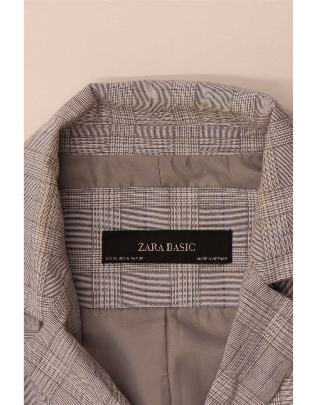 Zara Dame 1-knaps blazerjakke EU 40 Medium Grey Houndstooth