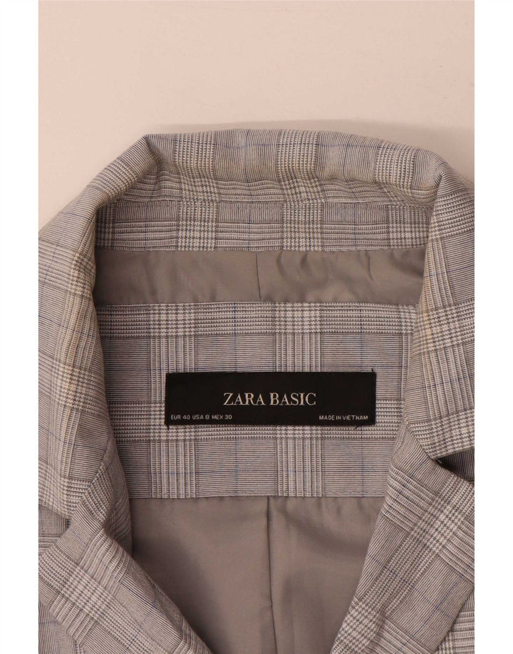 Zara Dame 1-knaps blazerjakke EU 40 Medium Grey Houndstooth