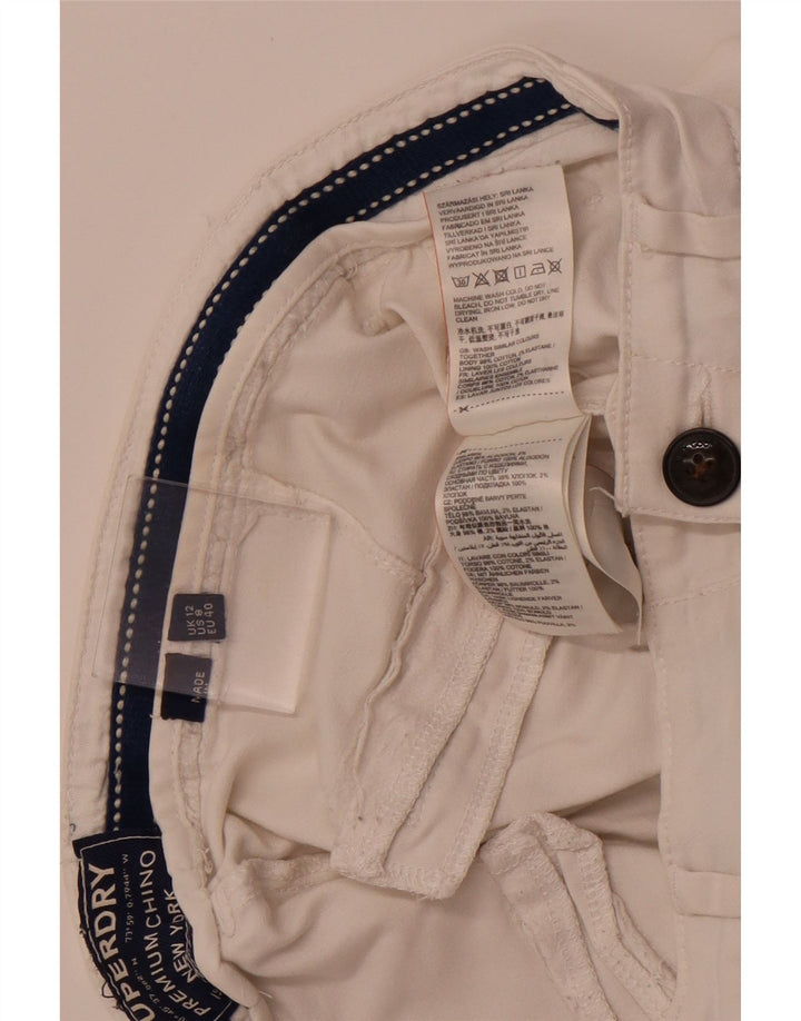 SUPERDRY Slim Chino Bukser til kvinder UK 12 Medium W32 L29 Hvid Bomuld