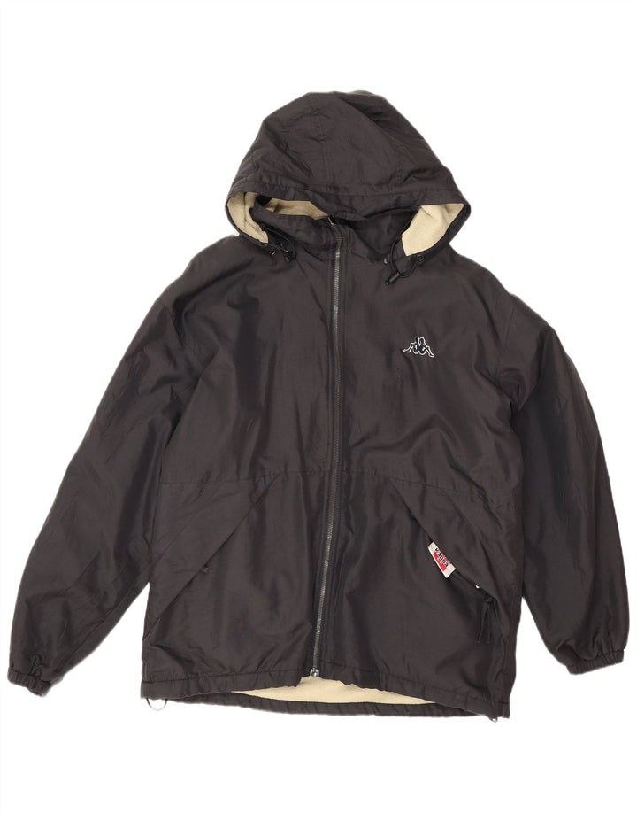 Kappa Herre Hætte Vendbar Windbreaker Jacket UK 36 Small Black Polyester