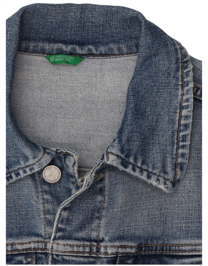 Benetton Dame Crop Denim Jacket UK 10 Small Blue