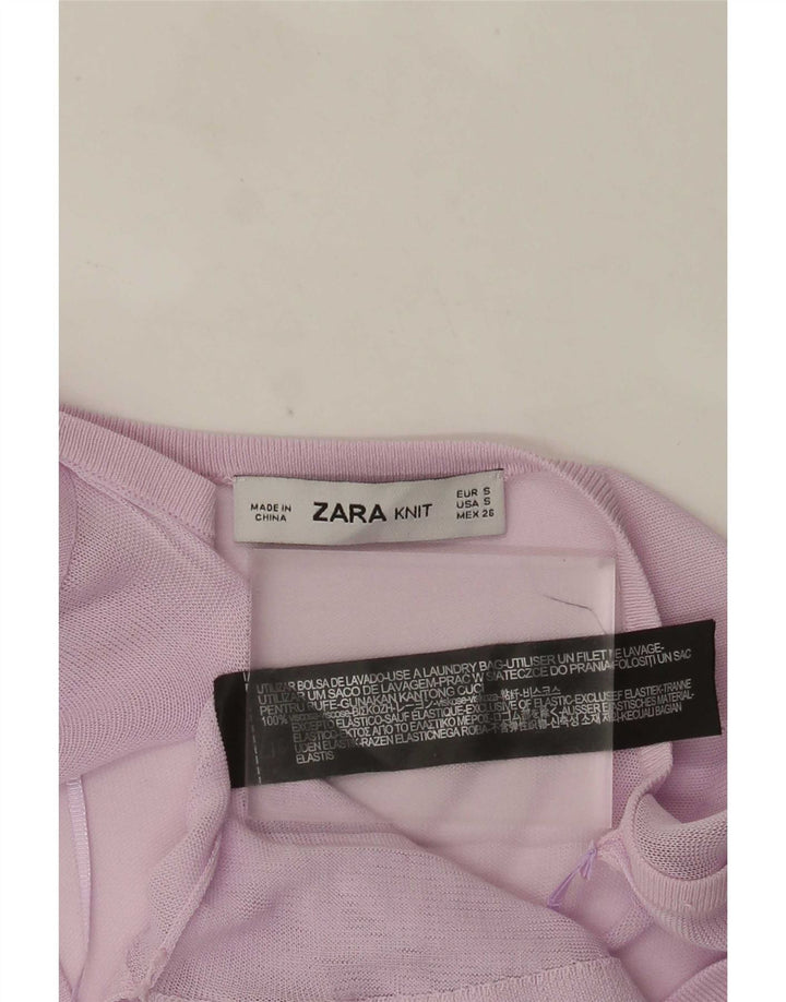 Zara Dame See Through Bluse Top UK 10 Small Pink Viscose