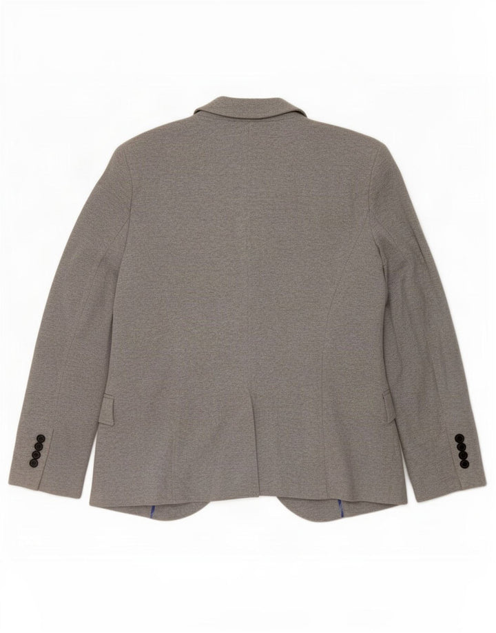 Zara Dame 1 Knap Blazer Jacket UK 18 XL Grå Bomuld