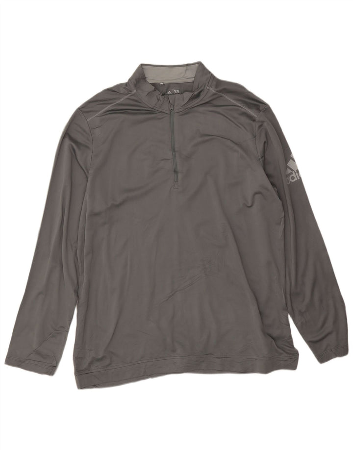 Adidas Herre Climawarm Grafisk Zip Neck Pullover Træningsdragt Top XL Grå