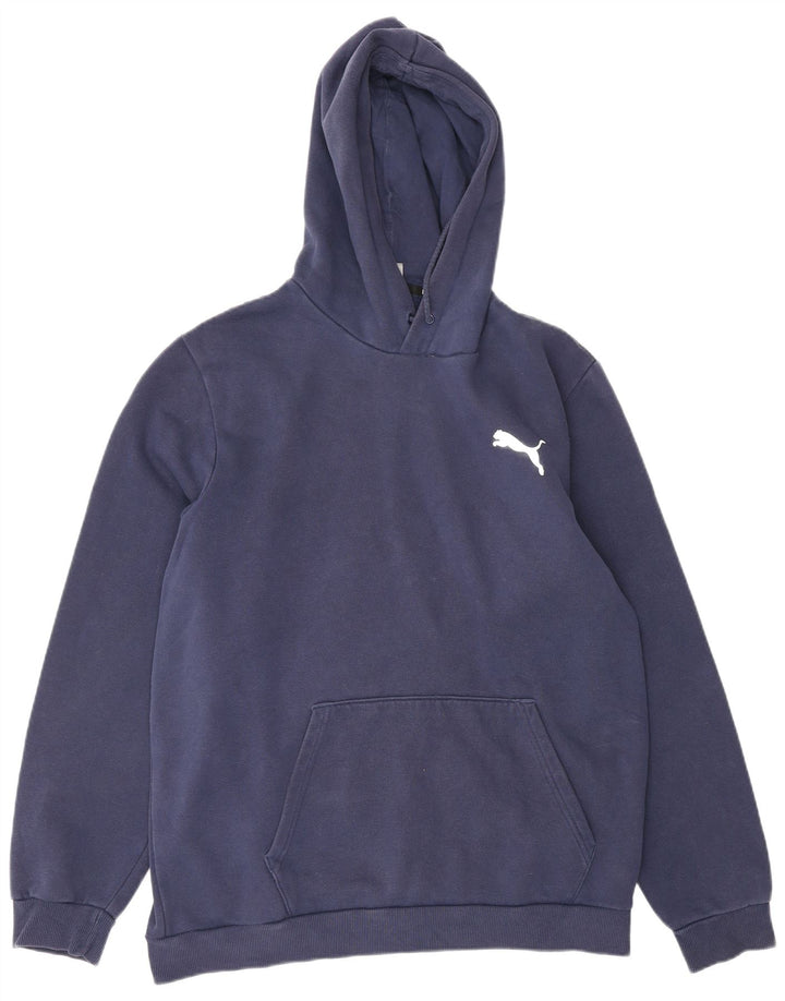 PUMA Mens Hoodie Jumper Large Navy Blue Cotton