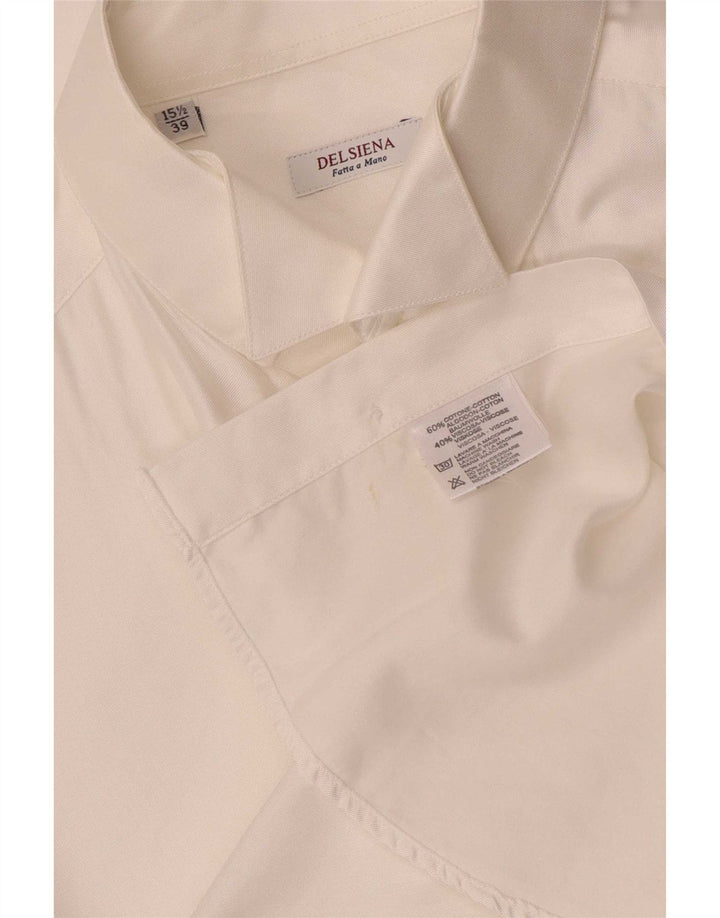 Delsiena Herre formel skjorte størrelse 39 15 1/2 Medium hvid bomuld