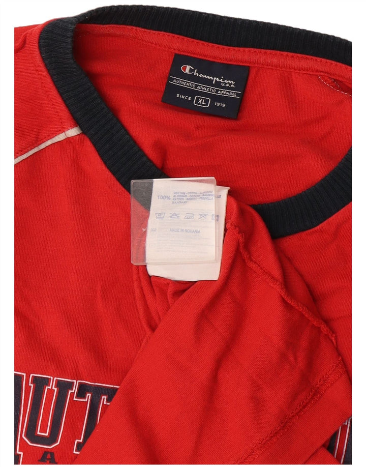 Champion Herre Grafisk T-Shirt Top XL Rød Bomuld