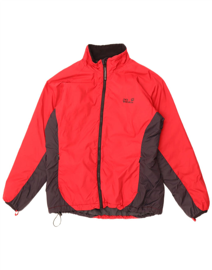 Jack Wolfskin Dame Windbreaker Jacket UK 14/16 Large Red Colourblock
