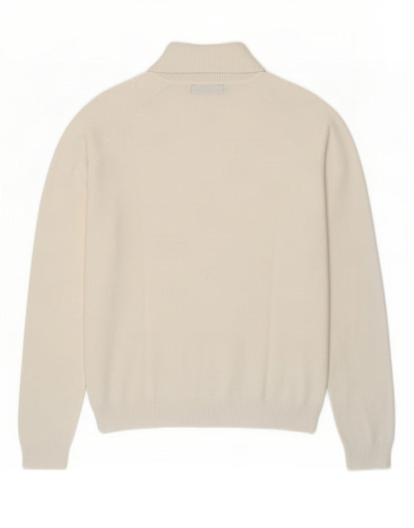 Zara Dame Rullehals Sweater UK 18 XL Hvid Bomuld
