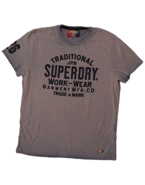 Superdry Herre grafisk T-shirt Top XL Blå Tie Dye Bomuld
