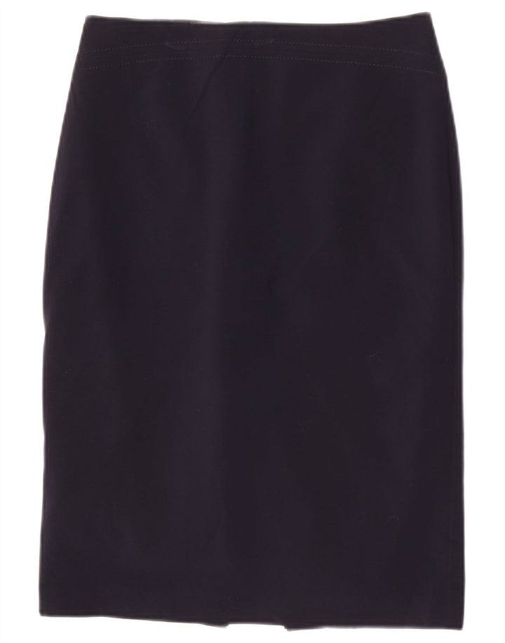Marks & Spencer Womens Pencil Skirt UK 8 Small W26 Navy Blue Polyester