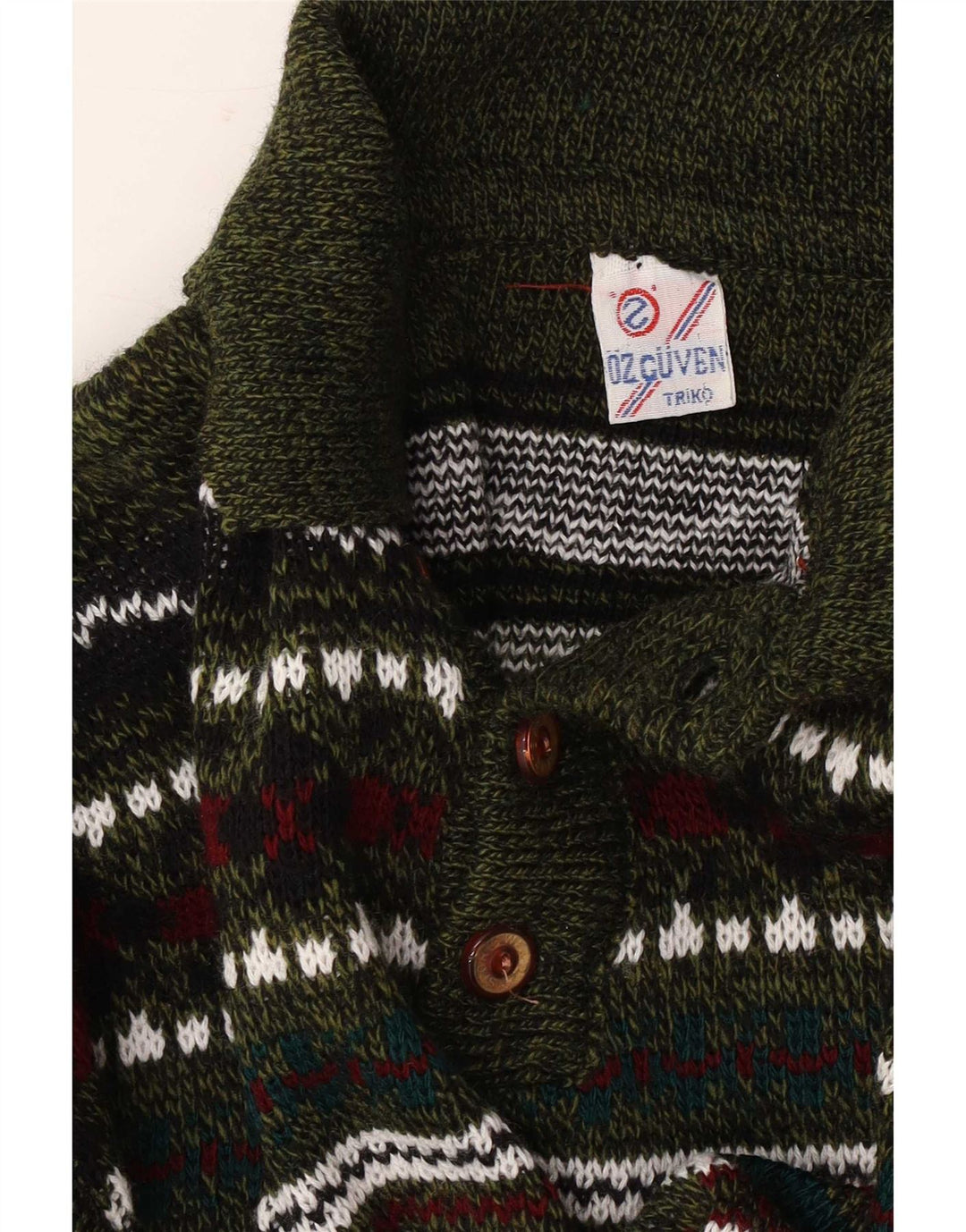 Vintage Herre Polo Neck Jumper Sweater Medium Flerfarvet Geometrisk