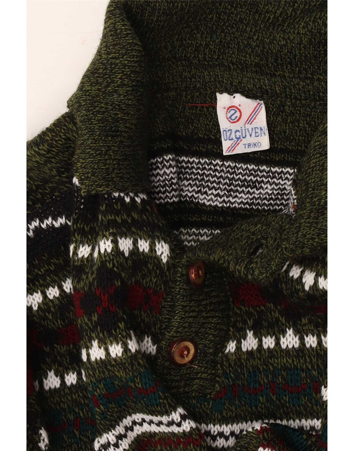Vintage Herre Polo Neck Jumper Sweater Medium Flerfarvet Geometrisk