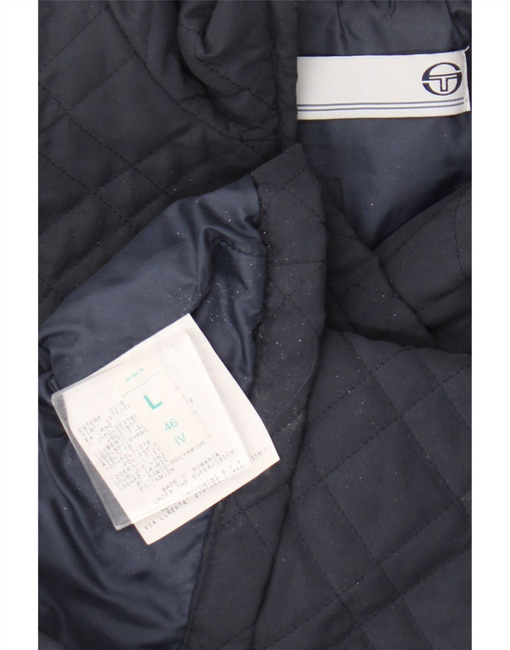 Sergio Tacchini Dame Quilted Gilet UK 16 Large Navy Blue Polyester