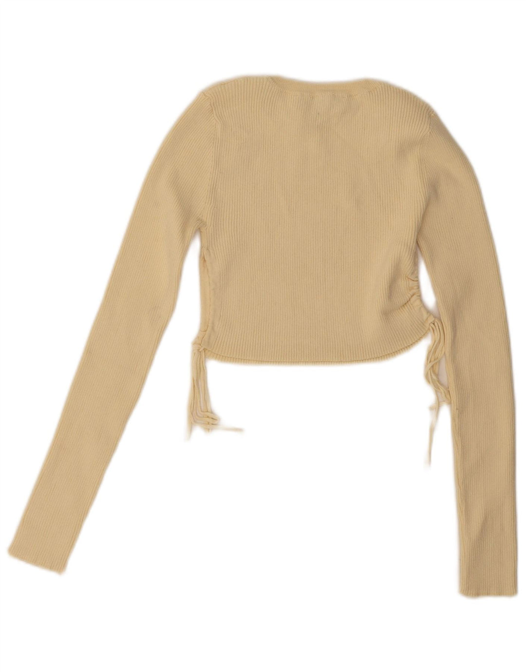 Zara Dame Crop Langærmet Bluse Top UK 8 Lille Gul