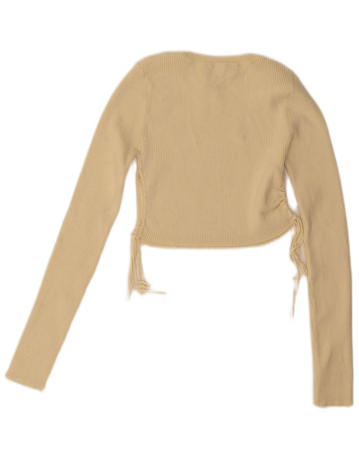 Zara Dame Crop Langærmet Bluse Top UK 8 Lille Gul
