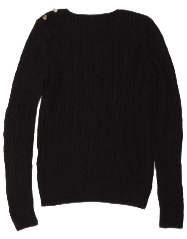 Superdry Womens Boat Neck Jumper Sweater UK 8 Small Black Acryl