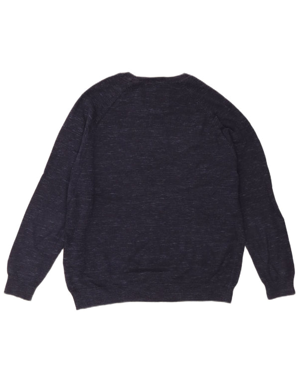 Superdry Sweater med rund hals til kvinder UK 16 Large Navy Blue Flecked